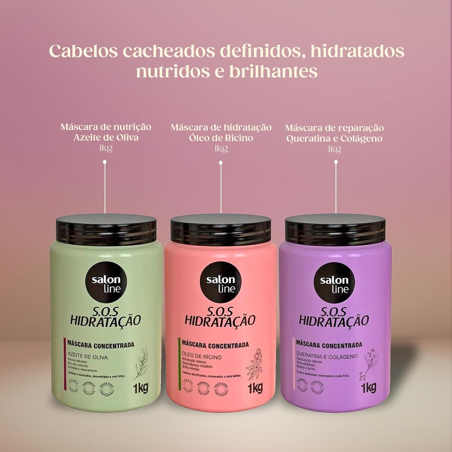 Salon Line, SOS Hidratação, Cronograma Capilar - Máscara Capilar Bio-Recostrução