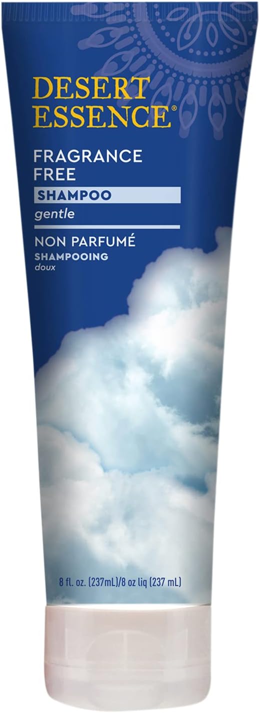 Desert Essence Shampoo Orgânico Sem Fragrância-8 Fl Oz-Pacote com 2-Puro, Sem Perfume-Com Aloe Vera, Óleo de Jojoba, Pró-Vitamina B5-Acalma, Suaviza O Couro Cabeludo Sensível-Nutritivo, Revitalizante-