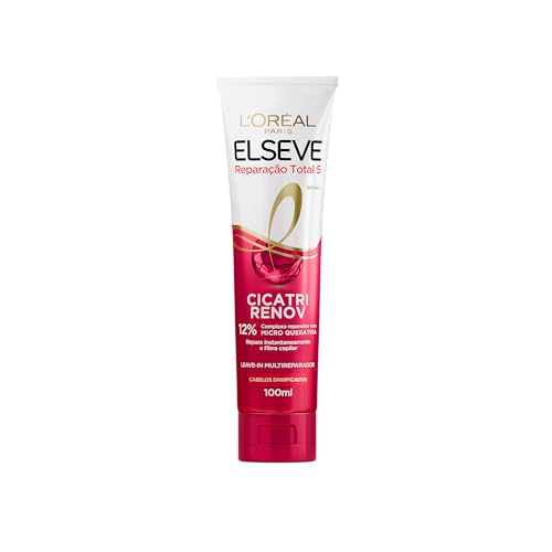 Leave-In L'Oréal Paris Elseve Reparação Total 5 Cicatri Renov, Reparação Instantânea, Desembaraço Imediato, Repara os Danos Fio a Fio, Para Todos os Tipos de Cabelo 100ml
