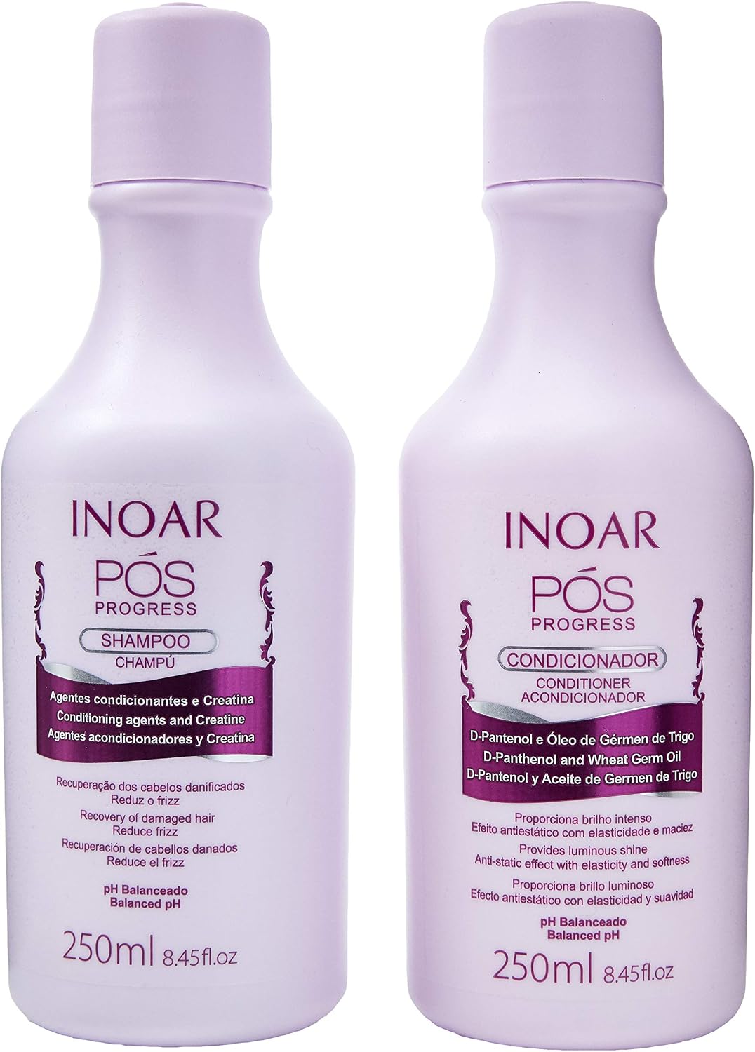 Kit Duo Shampoo e Condicionador Pós Progress, Inoar, 250 Ml